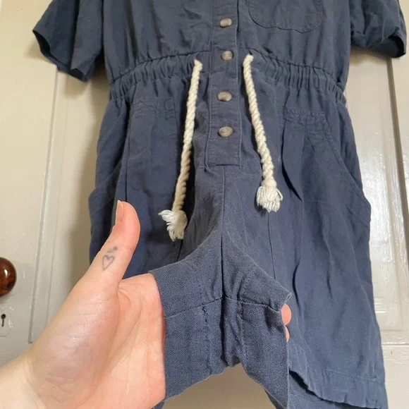 Universal Thread Linen Women's Blue Romper Flowy Comfy Summer Spring Nautical - Picture 8 of 10